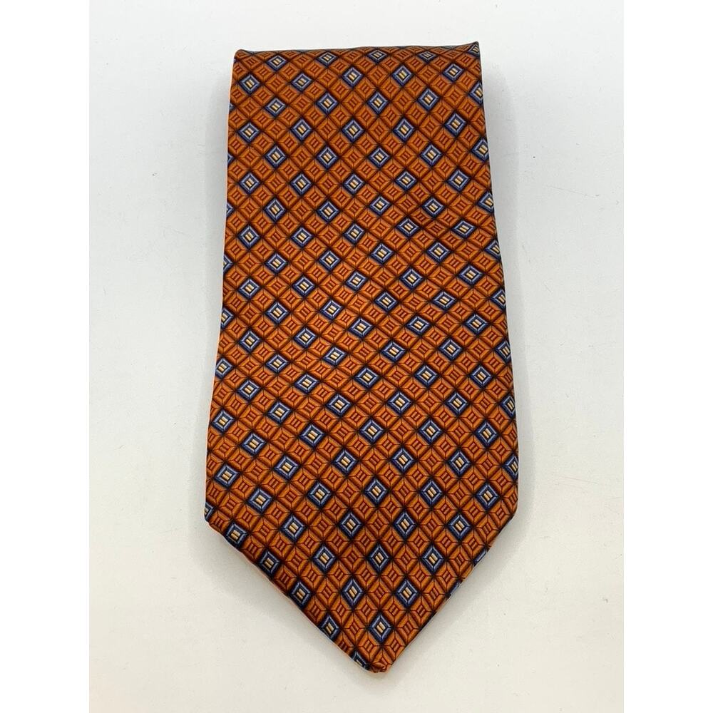 NAUTICA Men's Orange-Blue Printed Silk Tie SZ OS
